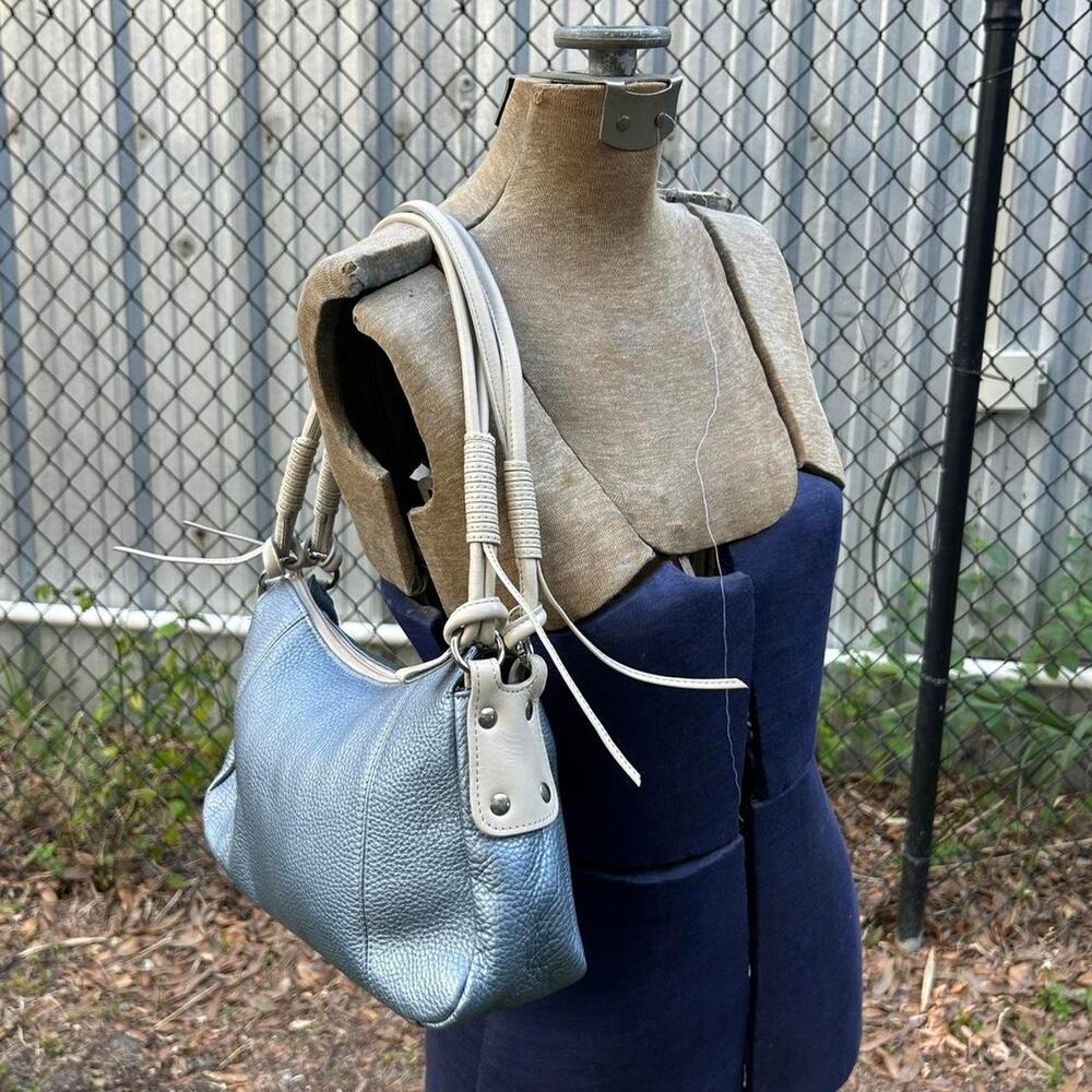 metallic y2k leather shoulder bag